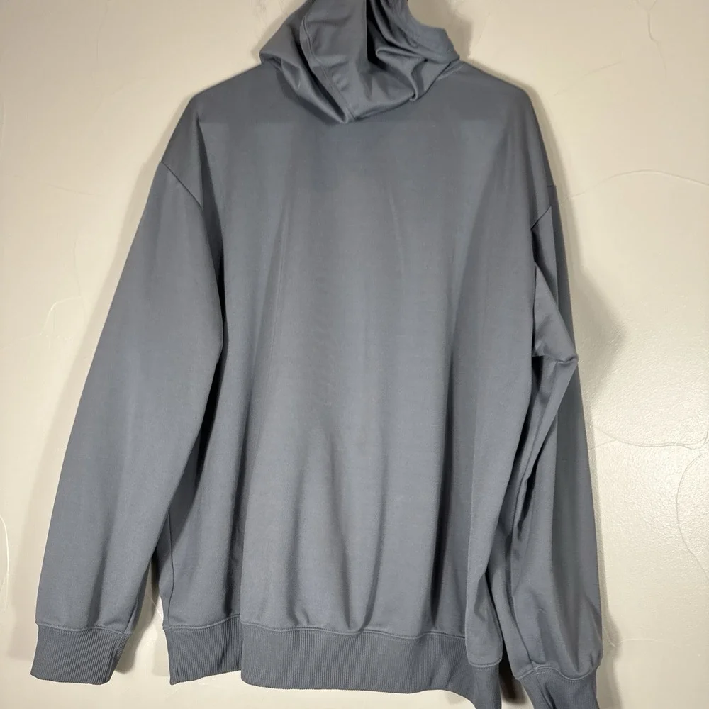 ADIDAS Mens Gray Hoodie With Neon Orange Hit And Kangaroo Pocket XL